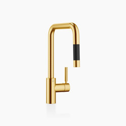 META SQUARE - Single-lever mixer Pull-down with spray function - Brushed Durabrass (23kt Gold) | Kitchen taps | Dornbracht