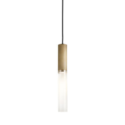 Flume | 50 Pendant - Antique Brass & Frosted Reeded Glass | Suspended lights | J. Adams & Co
