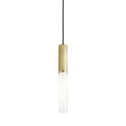 Flume | 50 Pendant - Satin Brass & Frosted Reeded Glass | Suspended lights | J. Adams & Co