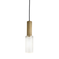 Flume | 80 Pendant - Antique Brass & Frosted Reeded Glass | Suspended lights | J. Adams & Co.