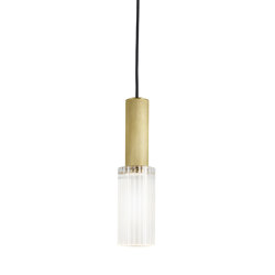 Flume | 80 Pendant - Satin Brass & Frosted Reeded Glass | Lámparas de suspensión | J. Adams & Co