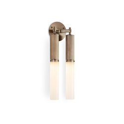 Flume | Double Wall Light - Antique Brass & Frosted Reeded Glass | LED lights | J. Adams & Co