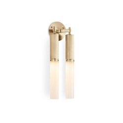 Flume | Double Wall Light - Satin Brass & Frosted Reeded Glass | Appliques murales | J. Adams & Co