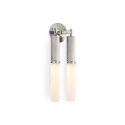 Flume | Double Wall Light - Satin Nickel & Frosted Reeded Glass | Wall lights | J. Adams & Co
