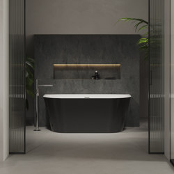 ACRYLIC | Aludra Freestanding Acrylic Bathtub - Black & White - 150cm | Material acrylic | Riluxa