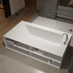 CORIAN® | AQUILA Built-in DuPont™ Corian® Bathtub - 3 Panels & Front shelf | Bathtubs | Riluxa