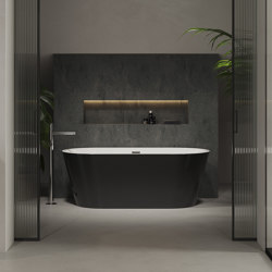 ACRYLIC | Bruges Freestanding Acrylic Bathtub - Black & White - 160cm | Bathtubs | Riluxa