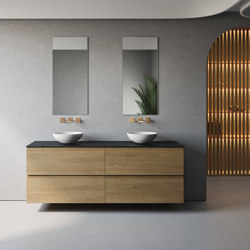SOLID WOOD | Gaia Wood Wall-Mounted Solid Oak Vanity Base - 4 drawer | Bathroom furniture | Riluxa