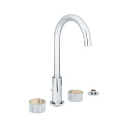 Chiasso | Deck Mounted 4 Hole Bath Mixer With Sand Levigato Marble Handle Insert Chrome | Deck-mounting | BAGNODESIGN