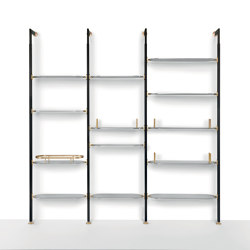 Alba Bookcase  - Wall fixing Version with satin anodized aluminium shelves | Shelving | ARFLEX