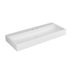 Washbasin white 120 x 48cm for 2-hole tap solid surface white | Lavabos | Vigour