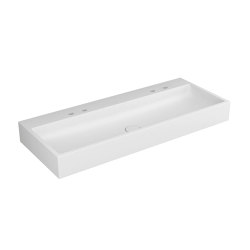 Washbasin white 120 x 48 cm for 2-hole tap solid surface white | Lavabos | Vigour