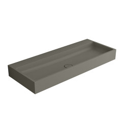 Washbasin white 120 x 48cm without tap hole solid surface concrete | Wash basins | Vigour