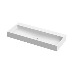 Washbasin white 120 x 48cm without tap hole solid surface white matt | Lavabos | Vigour