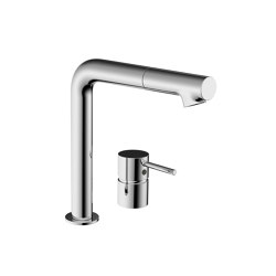 Two-hole kitchen mixer white with pull-out spout chrome-plated | Rubinetterie cucina | Vigour