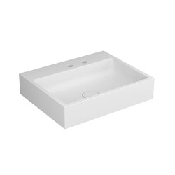 Washbasin white 60 x 48 cm for 2-hole tap solid surface white | Waschtische | Vigour