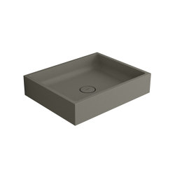Washbasin white 60 x 48 cm without tap hole solid surface concrete | Lavabos | Vigour