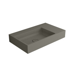 Waschtisch white 80x48cm asymmetrisch links ohne Hahnloch Mineralwerkstoff beton | Waschtische | Vigour