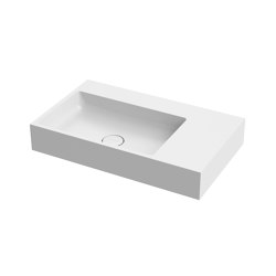 Washbasin white 80 x 48 cm asymmetric right without tap hole solid surface white matt | Wash basins | Vigour