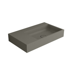 Washbasin white 80 x 48 cm asymmetric right without tap hole solid surface concrete | Lavabi | Vigour