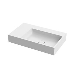Washbasin white 80 x 48 cm asymmetric right without tap hole solid surface white matt | Lavabos | Vigour