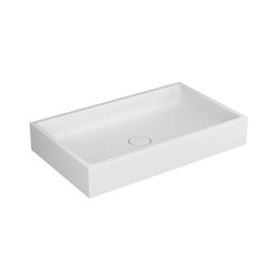 Washbasin white 80 x 48 cm without tap hole solid surface white | Wash basins | Vigour