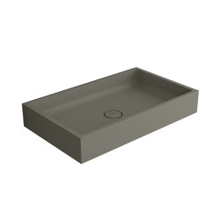 Washbasin white 80 x 48 cm without tap hole solid surface concrete | Lavabi | Vigour