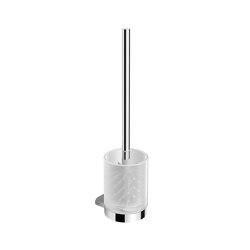 Toilet brush set white with satin-finished glass bowl chrome-plated | Brosses WC et supports | Vigour