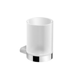 Glass holder white with satin finish crystal glass chrome-plated | Portes-brosses à dents | Vigour