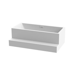 Bath in solid surface material white free-standing 180 x 104 cm with spout matt white with step | Baignoires | Vigour