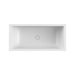 Fitted bath in solid surface white 180 x 80 cm matt white with slotted overflow | Badewannen | Vigour