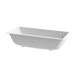 Fitted bath in solid surface white 180 x 80 cm matt white with slotted overflow | Badewannen | Vigour