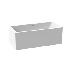 Back-to-wall bath solid surface white 170 x 80 cm 2-sided with slotted overflow matt white | Badewannen | Vigour