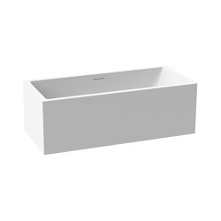 Back-to-wall bath solid surface white 180 x 80 cm 2-sided with slotted overflow matt white | Badewannen | Vigour
