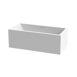 Back-to-wall bath solid surface white 170 x 80 cm 3-sided with slotted overflow matt white | Badewannen | Vigour