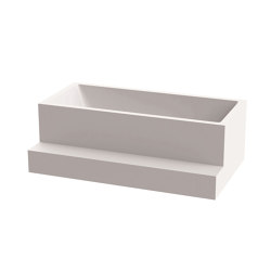 Back-to-wall bath solid surface white 170 x 104 cm 2-sided left matt white with step | Badewannen | Vigour