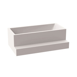 Back-to-wall bath solid surface white 170 x 104 cm 2-sided right matt white with step | Badewannen | Vigour