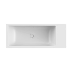 Back-to-wall bath solid surface white 170 x 80 cm 2-sided left with spout matt white with shelf | Badewannen | Vigour