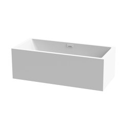 Back-to-wall bath solid surface white 180 x 80 cm 3-sided with cascade spout matt white | Bathtubs | Vigour