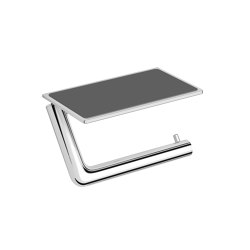 Toilet roll holder white with shelf chrome-plated | Bathroom accessories | Vigour