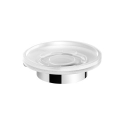 Soap holder white with satin-finished soap dish round chrome-plated | Bathroom accessories | Vigour