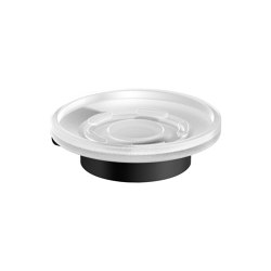 Soap holder white with satin-finished soap dish round black | Soap holders / dishes | Vigour