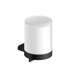 Liquid soap dispenser white with satin-finished glass operated from the bottom black | Distributeurs de savon / lotion | Vigour