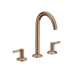 AXOR One 3-hole basin mixer 170 with push-open waste set | Brushed Red Gold | Wash basin taps | AXOR
