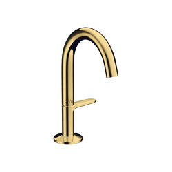 AXOR One Basin mixer Select 140 with push-open waste set | Polished Gold Optic | Grifería para lavabos | AXOR