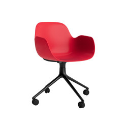Form Armchair Swivel 4W Black Alu Bright Red | Stühle | Normann Copenhagen