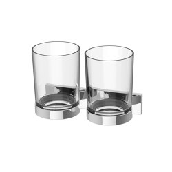 SIGNA Glass holder double with clear glass | Portacepillos / Portavasos | Bodenschatz