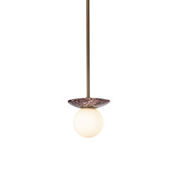 Orbit | Pendant - Antique Brass & Red Marble | Suspended lights | J. Adams & Co