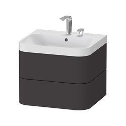 Happy D.2 Plus furniture washbasin C-shaped with substructure wall hanging