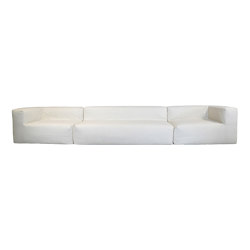 Innensofa | Indoor-Sofa modular abnehmbar aus Bouclé-Wolle 5/6 Sitzer, weiß | modular | MX HOME